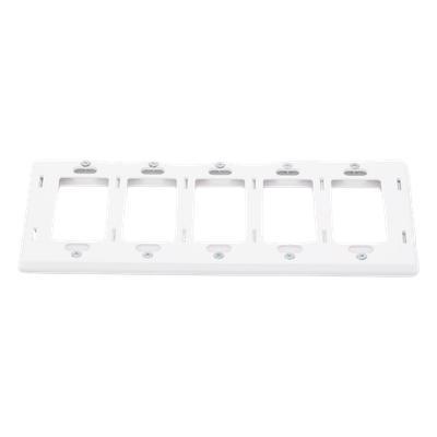 Placa de Pared Decorativa / 5 Espacios / Perfil Sobredimensionado 7.6 mm / Sin Tornillos Visibles / Acabado Blanco Brillante