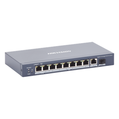 Switch PoE+ / 7 Puertos Gigabit 802.3af/at 30W / 2 Puertos Hi-PoE 90W / 1 Puerto Uplink Gigabit / 1 Puerto SFP / Modo Extendido 300 m (984 pies) / 110 W Total