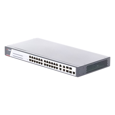 Switch Administrable PoE+ / 24 Puertos Gigabit PoE+ / 4 Puertos Gigabit / 4 Puertos SFP Uplink / 370W / 22.8 Gbps / PoE Extendido 200 m (656 ft)