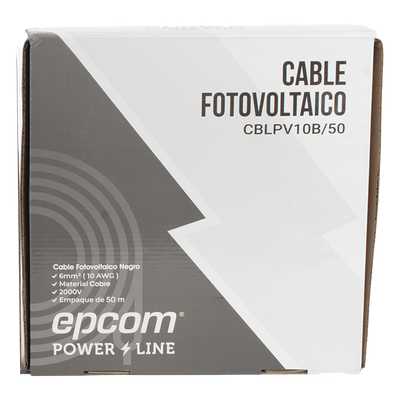 Cable Fotovoltaico / 6 mm² (10 AWG) / 1000/2000 V / 120°C / 50 m (164 ft) / Rojo y Negro / XLPE Resistente a UV