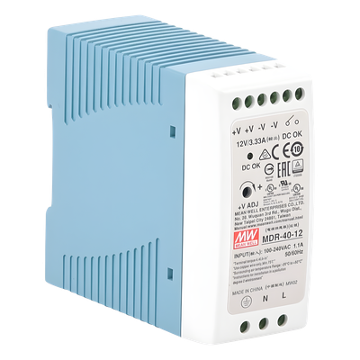 Fuente de Poder Riel DIN / 12VCC / 40W / Entrada Universal 85-264VAC / 1.57 x 3.54 x 3.94 in