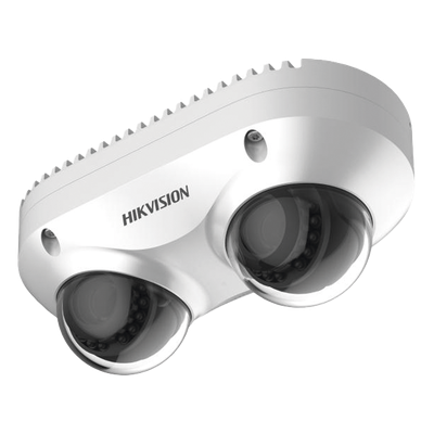 Cámara Panorámica Dual / 4 MP por Lente / 2.8 mm Fijo / IP67 / IK10 / PoE / WDR 120 dB / 10 m (32.8 ft) IR / Audio y Alarma I/O / MicroSD 256 GB