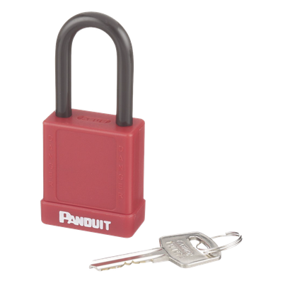 Candado de Bloqueo LOTO / Llave Única / Dieléctrico / Grillete Acero 38.1 mm / Cuerpo Aluminio 45x20x40 mm / Color Rojo