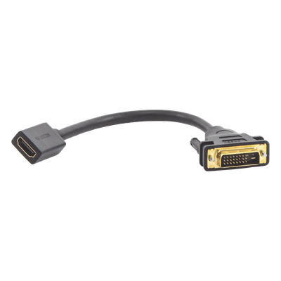 Adaptador DVI Macho a HDMI Hembra / Bidireccional / 1080P@60Hz / Cable 22 cm (8.66 in) / Triple Blindaje