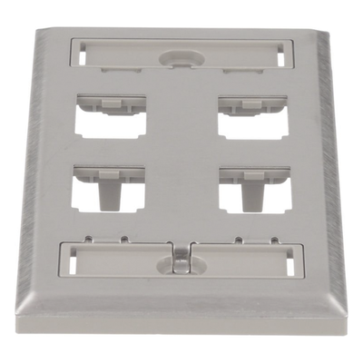 Placa de Pared Vertical / Acero Inoxidable Grado 304 / 4 Puertos Mini-Com / 69.8 x 114.3 mm / 2.75 x 4.5 pulg.