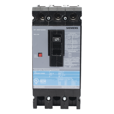 Interruptor Termomagnético / 3 Polos / 125 A / 600 VCA / 18 kA / 400 Hz
