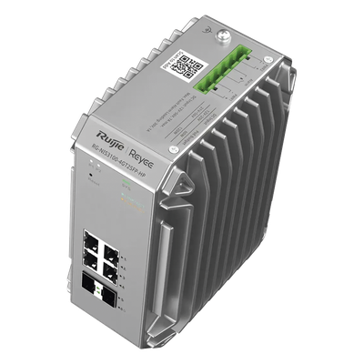 Switch Industrial PoE / 4 Puertos Gigabit 802.3af/at / 2 Puertos SFP / Administrable Cloud / Grado Industrial / Protección contra Descargas