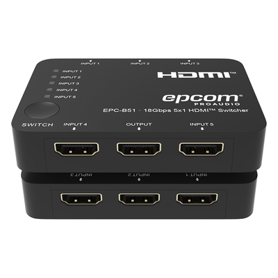 Conmutador HDMI / 5 Entradas x 1 Salida / 18 Gbps / 4K@60Hz / YCbCr 4:4:4 / HDR / Dolby Vision / HDCP 2.2