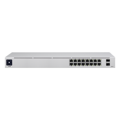 Switch PoE Administrable / 16 Puertos Gigabit / 8 Puertos PoE 802.3af/at / 2 SFP 1G / 42W / 1U Rack / 1.43 x 7.87 x 17.42 pulgadas