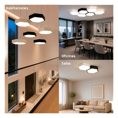 Lámpara LED Poligonal / 18 W / 1 800 lm / 6 500 K / 140° / Montaje Sobreponer o Suspendido / 85-265V~ 50/60 Hz