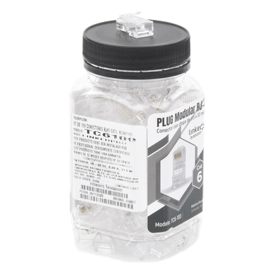 Plug Modular RJ45 / Cat6 / Sin Blindaje / 23AWG / Chapado Oro 30 Micras / 100 Piezas