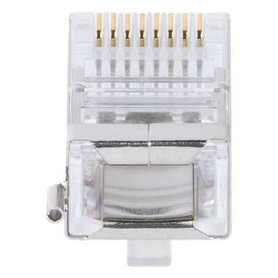 Plug Modular RJ45 Cat5e Blindado / 100 Piezas / Chapado Oro 30μ / Pin Tierra / 24AWG