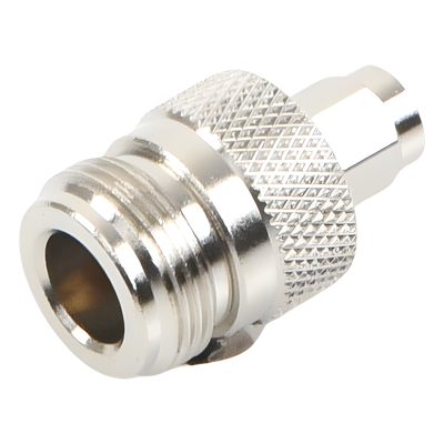 Adaptador RF Coaxial / SMA Macho a N Hembra / En Línea / Cuerpo Bronce Niquelado / Contacto Oro / Aislante Teflón