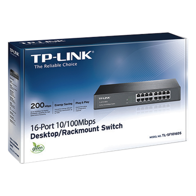 Switch / 16 Puertos / 10/100 Mbps / Escritorio y Rack / 13 Pulgadas / Sin Ventilador