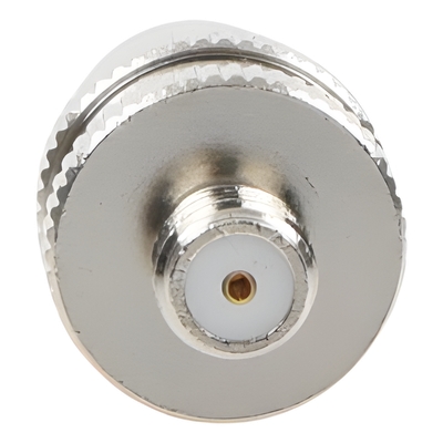 Adaptador RF Coaxial / BNC Hembra a SMA Hembra / Montaje en Línea / Cuerpo Niquelado / Contacto Oro / Aislante Teflón