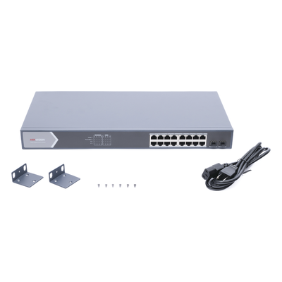 Switch PoE+ Administrable / 16 Puertos Gigabit / 2 Puertos SFP / Alcance Extendido 300 m (984.3 ft) / 225 W / Gestión Web y Nube