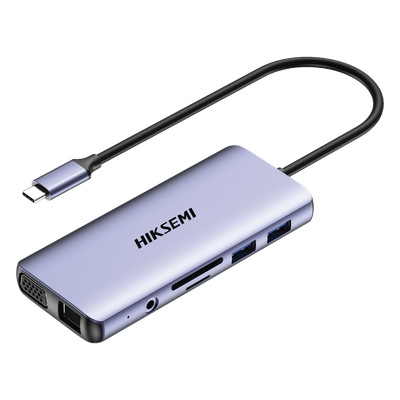 Hub USB-C 11 en 1 / HDMI 4K + VGA / 4 Puertos USB / RJ45 Gigabit / PD 100W / Lector SD y Micro SD / Aluminio