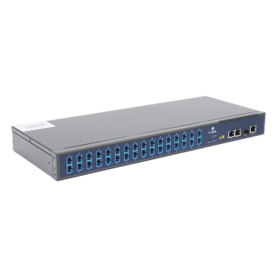 OLT GPON / 1 Puerto PON con Splitter 1:32 / 3 Uplink (2 GE + 1 SFP/SFP+) / Hasta 128 ONUs / 20 km / 1.73 ft Rack