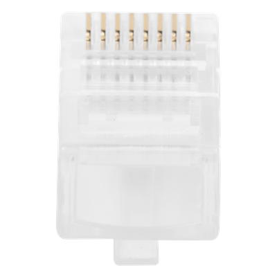 Bote de 100 Conectores RJ45 Cat5e / Sin Blindaje / Chapado Oro 30 Micras / 24 AWG / TIA-568B.2
