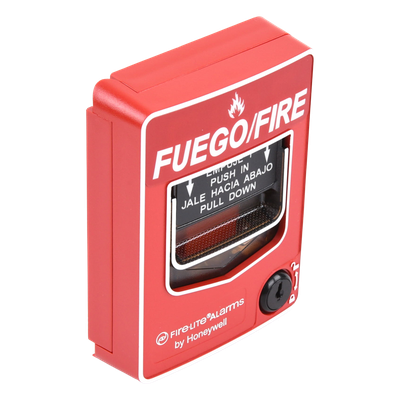 Estación Manual de Alarma Contra Incendio / Doble Acción / Rotulado Bilingüe FIRE/FUEGO / Reset con Llave / Carcasa de Policarbonato