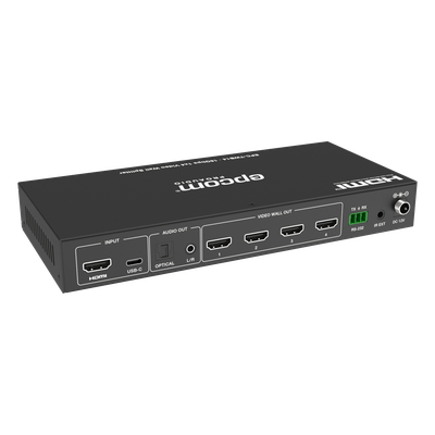 Controlador de Videowall / 1x4 HDMI / 4K@60Hz / 18 Gbps / 8 Modos de Visualización / Audio Óptico y Analógico / USB-C / RS-232 e IR