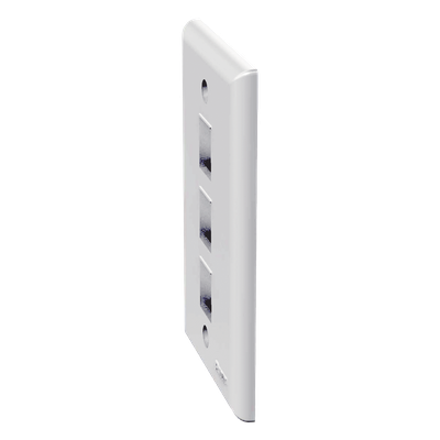 Placa de Pared Vertical / 3 Puertos Keystone / ABS / 69.8 x 114.3 mm / 2.75 x 4.5 pulg. / Blanco