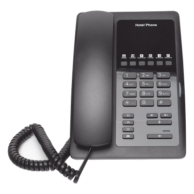 Teléfono IP para Hotelería / 6 Teclas Programables Hotline / PoE 802.3af / 2 Puertos Ethernet 10/100 Mbps / VxWorks / Sin Pantalla