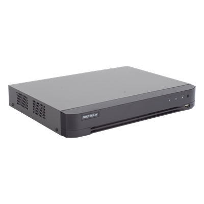 DVR Pentahíbrido / 16 Canales (8 TURBOHD + 8 IP) / 8 Megapixel (4K) / Audio Bidireccional Coaxitron / Reconocimiento Facial / H.265+ / 1 Bahía HDD 10 TB