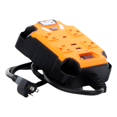 Multicontacto Industrial / 4 Salidas 120 Vca / 2 USB-A y 1 USB-C / Luces LED Integradas / Soporte Magnético / Cable 5' (1.5 m)