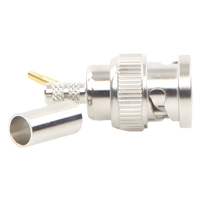 Conector BNC Macho Inverso / Anillo Plegable / Bronce Niquelado / Contacto Oro / Teflón / RG-58/U / RG-142/U