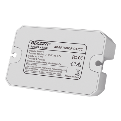 Fuente de Alimentación / 12 Vcc / 2 A / Entrada Universal 110-240 Vca / Doble Salida con Terminales de 2 Pines / Operación -20°C a 45°C