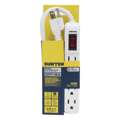 Multicontato Profesional / 4 Tomas 127 Vca / 15 A / Cable 30 cm (11.8 in) / Interruptor Iluminado / Norma NOM 003