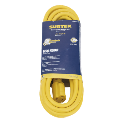Extensión Eléctrica de Uso Rudo / 5 m (16.4 ft) / 127 V CA / 10 A / 16 AWG / NEMA 5-15R / Aterrizada