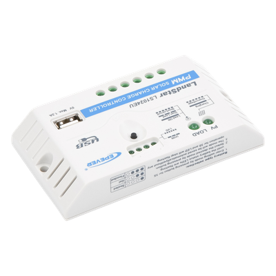 Controlador de Carga Solar PWM / 10A / 12/24V Auto / USB 5V/2A / Tierra Positivo Común / LED