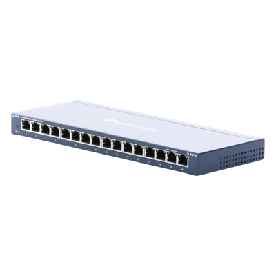 Switch / 16 Puertos Gigabit / 10/100/1000 Mbps / Fanless / Escritorio o Pared