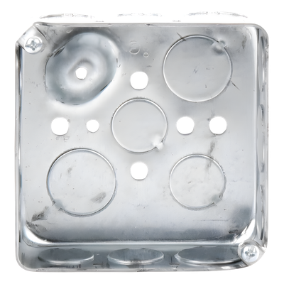 Caja Cuadrada Eléctrica / 4 x 4 in / Profundidad 1.563 in / Capacidad 21 in³ / 17 Entradas Conduit / Acero Galvanizado Troquelado