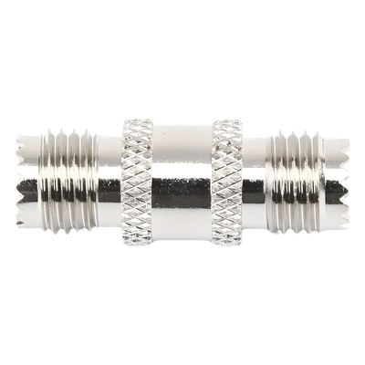 Adaptador Barril RF / Mini-UHF Hembra a Mini-UHF Hembra / Montaje en Línea / Cuerpo Bronce Niquelado / Contacto Oro / Aislante Teflón