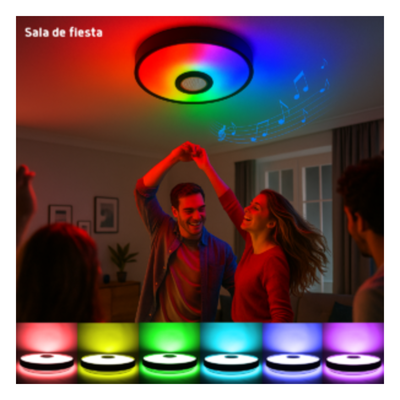 Luminario LED RGB / 30W / 2400 Lúmenes / Bluetooth / Control por App / Voltaje Universal 85-265V / 380 mm (1.2 ft) Diámetro