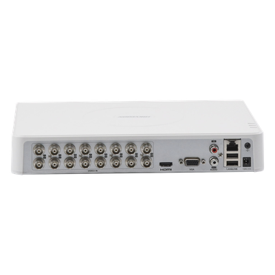 DVR Híbrido / 16 Canales TurboHD + 2 Canales IP / 1080p Lite / AcuSense Lite / Audio por Coaxitron / H.265+ / 1 Bahía HDD