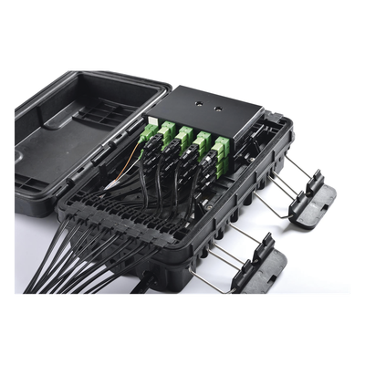 Caja de Distribución de Fibra Óptica / 24 Empalmes / 16 Puertos SC/APC Simplex / IP65 / 16 Salidas Drop
