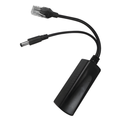 Divisor PoE Pasivo / 48-55 Vcc a 12 Vcc / 2 A / 10/100 Mbps / Alcance 120 m (393.7 ft) / Aislado / IEEE 802.3af