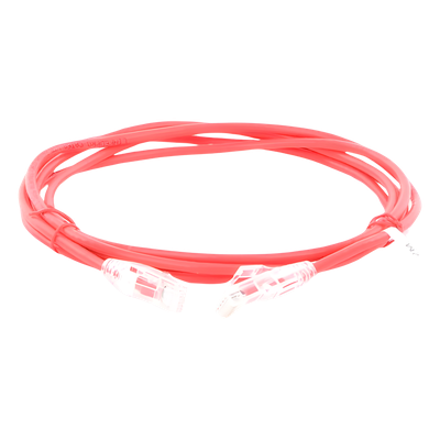 Cable de Parcheo Slim UTP Cat6A / 2 Metros (6.56 Pies) / 28 AWG / Rojo / RJ45