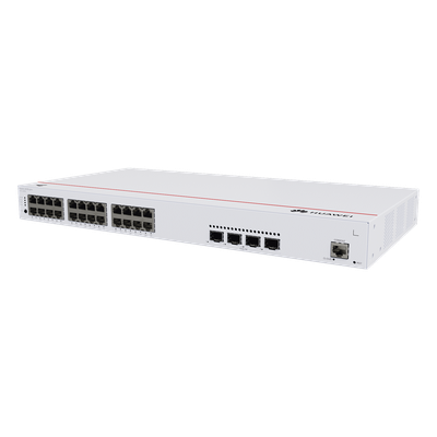 Switch Administrable PoE Capa 3 / 24 Puertos Gigabit PoE / 4 Puertos 10GE SFP+ / 128 Gbps / PoE 400W / iStack / ERPS