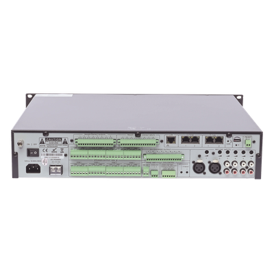 Controlador de Evacuación por Voz / Amplificador 500 W / 8 Zonas Independientes / Expansible a 128 Zonas / Salida 100 V / Reproductor MP3 / Radio FM