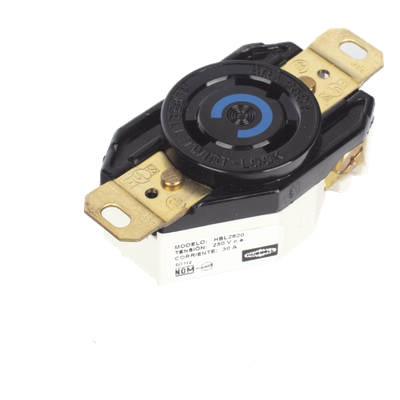Receptáculo Industrial de Media Vuelta / 30 A / 250 V CA / 2 Polos 3 Hilos / NEMA L6-30R / IP20 / Montaje a Pared