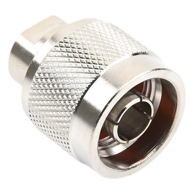 Conector Coaxial N Macho / Anillo Plegable / RG-174/U, Belden 8216 / Bronce Niquelado / Contacto Oro