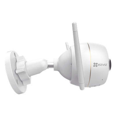 Cámara Bala IP / 2 Megapixel / Doble Lente 2.8 mm / 105° / Visión Nocturna a Color / IR 30 m (98.4 ft) / Wi-Fi 2.4 GHz / IP67 / Audio Bidireccional / Sirena y Luz Estroboscópica