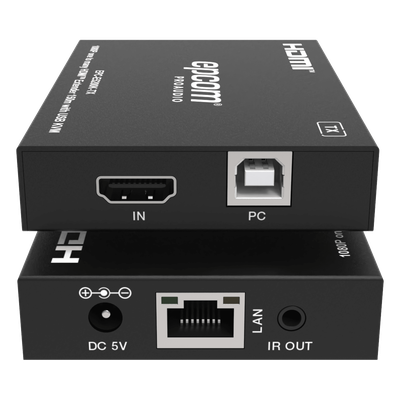 Extensor HDMI con KVM / 1080p@60Hz / H.265 / 150 m (492.1 ft) sobre Cat5e/6 / HDCP 1.4 / USB KVM / IR 20 Hz-60 kHz / Compatible Switch 1G