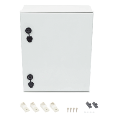 Gabinete de Poliéster IP65 / 400 x 500 x 200 mm / Carga 30 kg / Placa Trasera Incluida / Cerradura con Llave