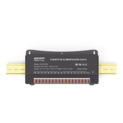 Fuente de Poder para 16 Cámaras / Salida Ajustable 12/13.5/15 Vcc / 16 A / 200 W / Montaje en Pared / Operación -20°C a 70°C